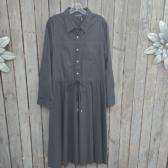 Donna Karan Elegant Black Button-Down Dress - Picture 1 of 9